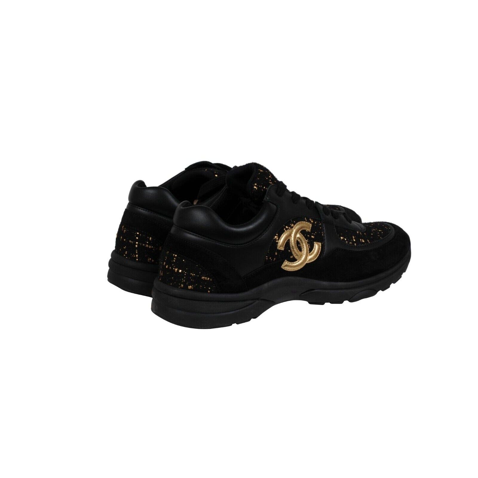 Low Top CC Logo Sport Sneakers Black Gold Trainers – THE-ECHELON display picture 1