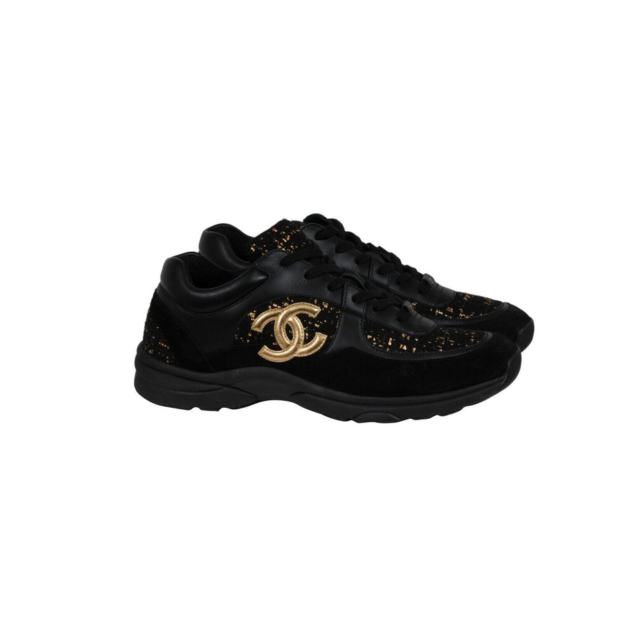 Low Top CC Logo Sport Sneakers Black Gold Trainers – THE-ECHELON