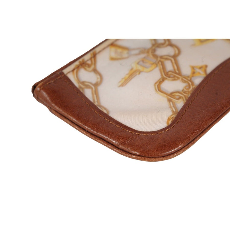 LV Logo Monogram Charm Coin Purse Brown Leather Gold Belt Clip Louis Vuitton 