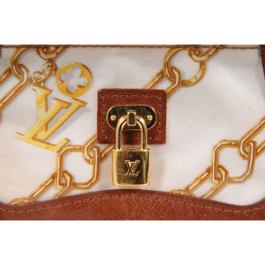 LV Logo Monogram Charm Coin Purse Brown Leather Gold Belt Clip Louis Vuitton 