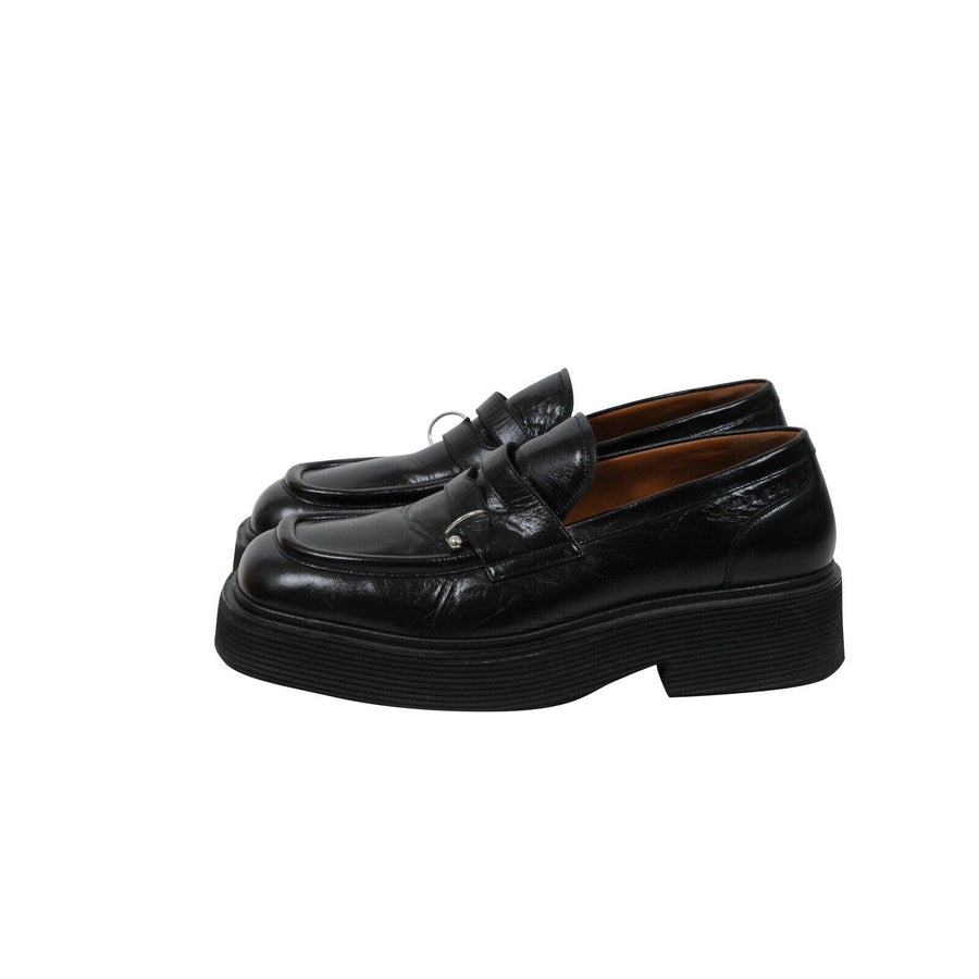 Marni Mens Square Toe Platform Loafers US 10 43 Black Leather