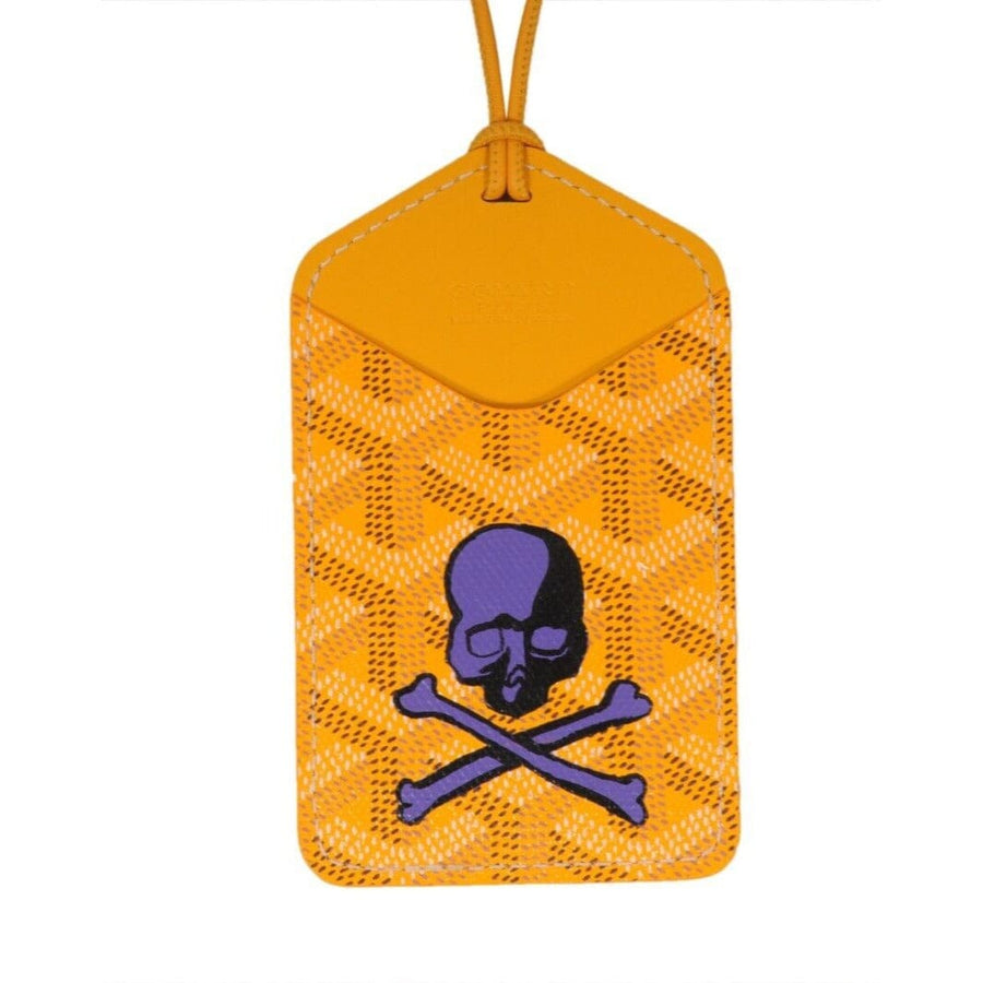 Goyard Mastermind Luggage Tag Yellow Purple Skull Bone Canvas Travel ID Lanyard THE ECHELON