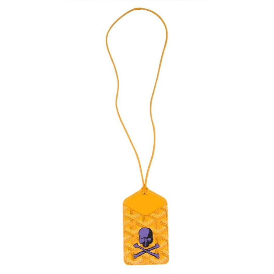 Goyard Mastermind Luggage Tag Yellow Purple Skull Bone Canvas