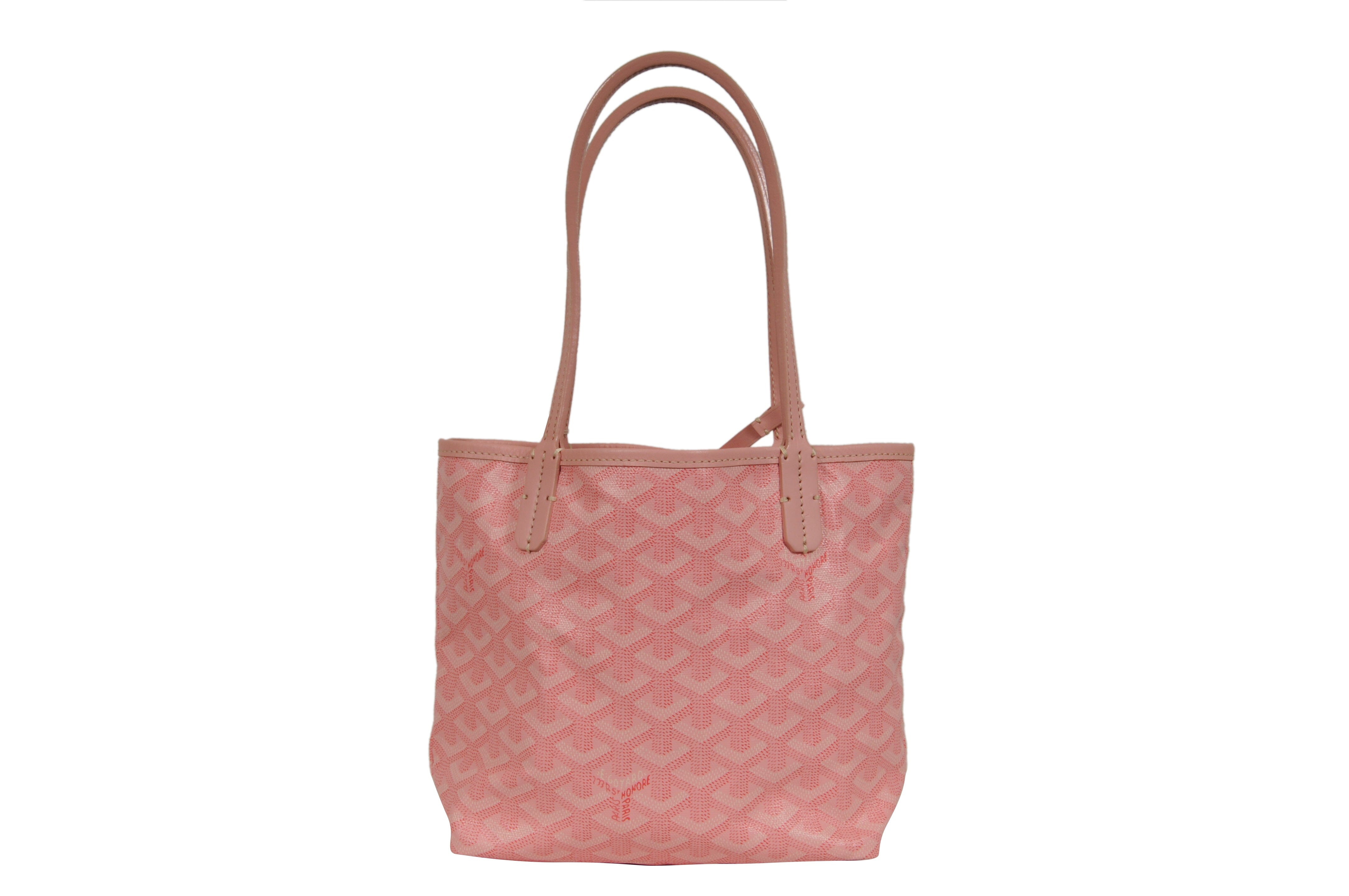 Goyard Womens Mini Anjou Tote Bag Pink Goyardine Reversible Canvas