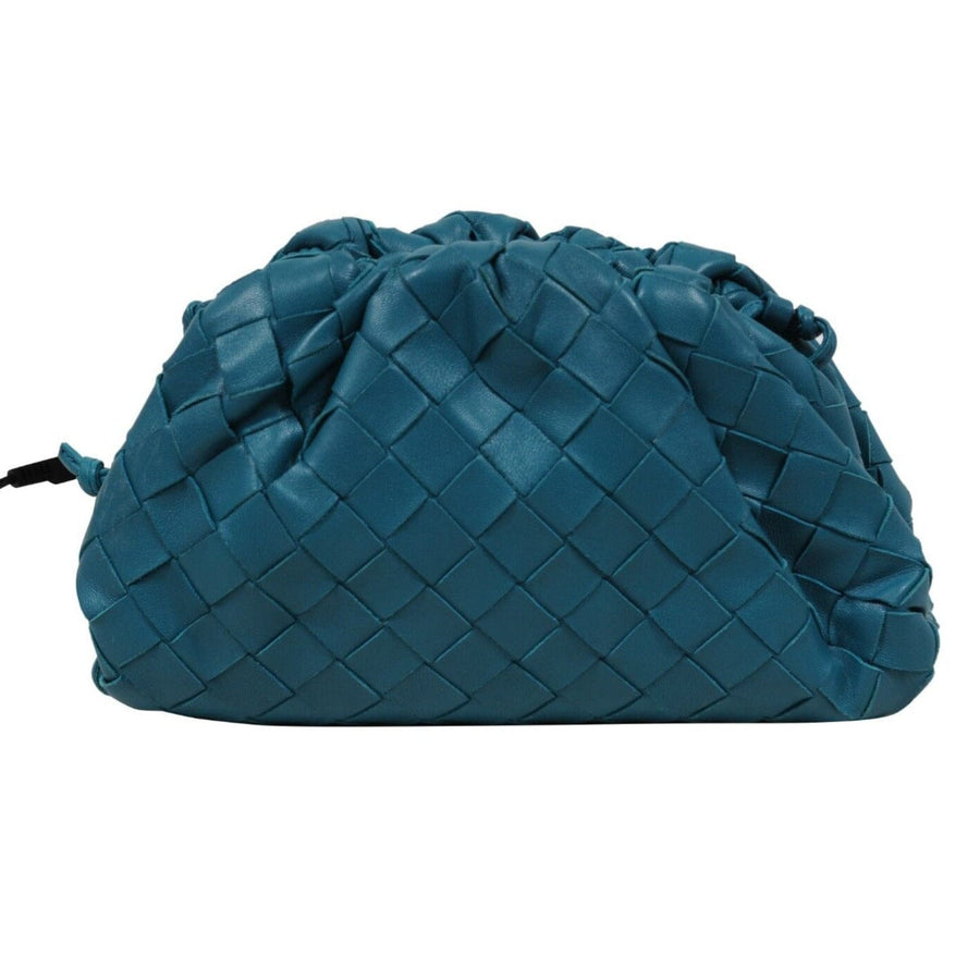 Mini Intreciatto Pouch Crossbody Bag Turquoise Blue Woven Leather Bottega Veneta 