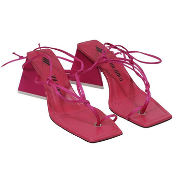 Mona Sandals US 7 EU 37 Fuschia Pink Satin Ankle Tie Strappy The Attico 