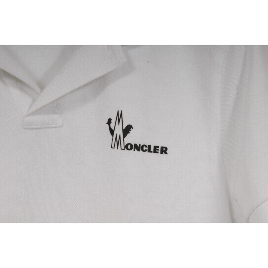 Moncler Mens Logo Polo Shirt Medium White 100% Cotton Spread Collar Short Sleeve MONCLER 