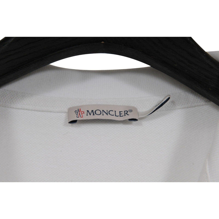 Moncler Mens Logo Polo Shirt Medium White 100% Cotton Spread Collar Short Sleeve MONCLER 