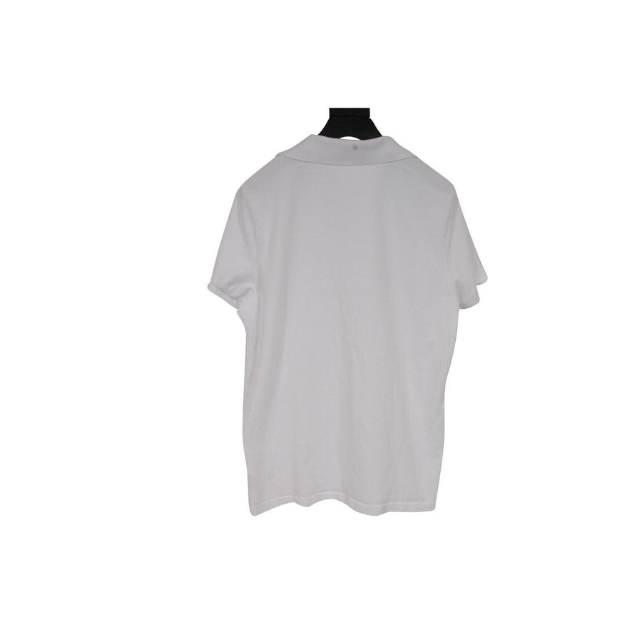 Moncler Mens Logo Polo Shirt Medium White 100% Cotton Spread Collar Short Sleeve MONCLER 