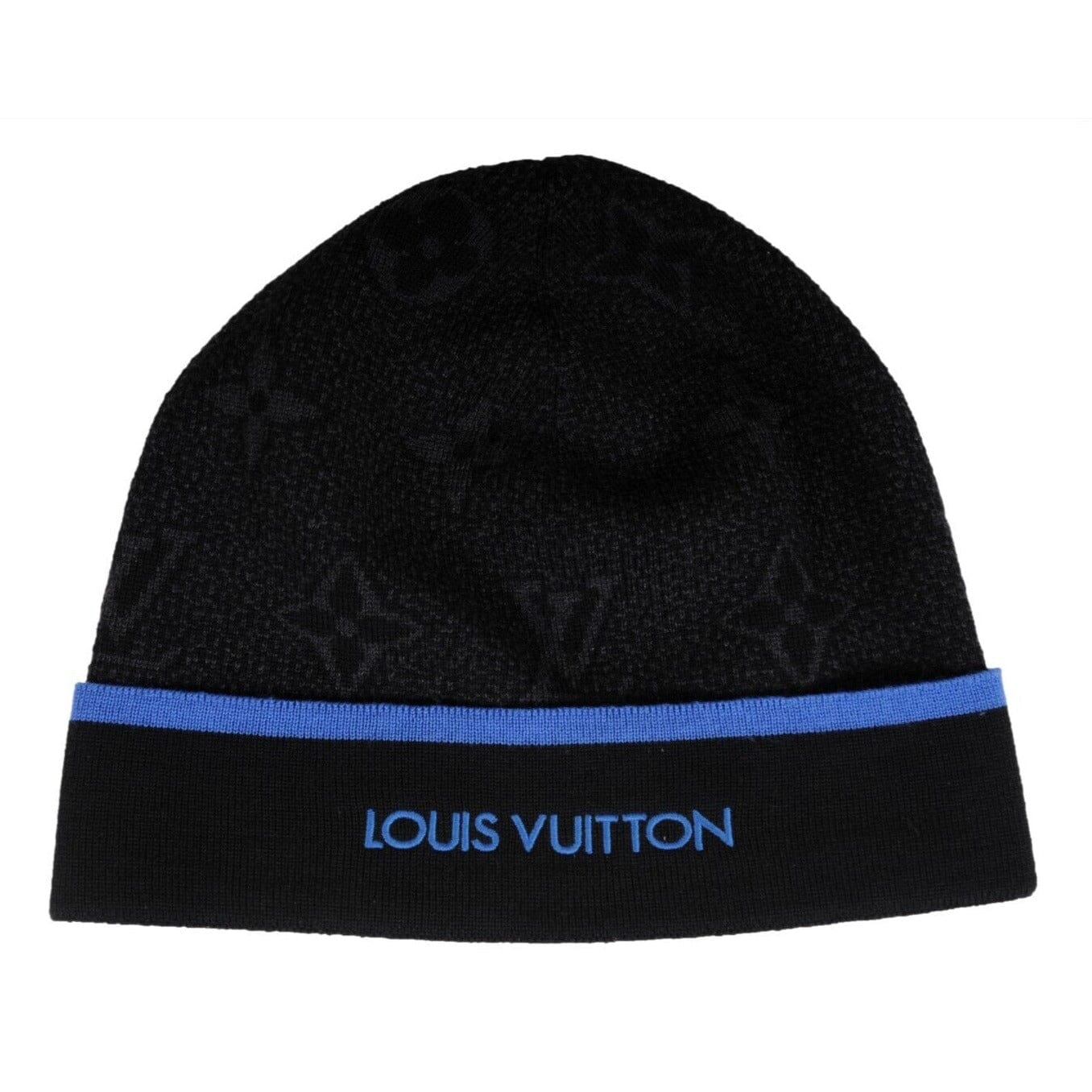 Louis Vuitton Men My Monogram Eclipse Beanie Black Blue Wool Hat