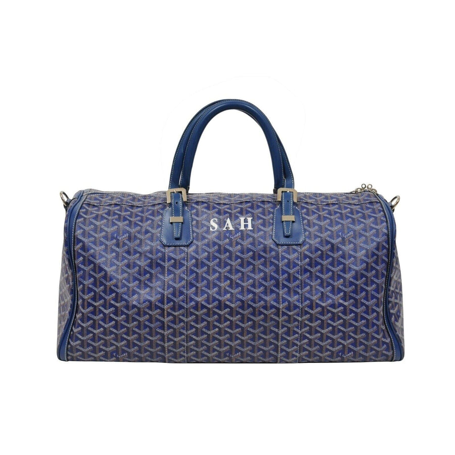 Goyard Croisiere 50 Navy Blue Duffle Travel Bag SAH Initials Carry