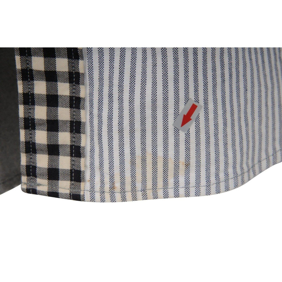 NBA Button Down Blue White Stripe Patchwork Shirt Maison Kitsune 