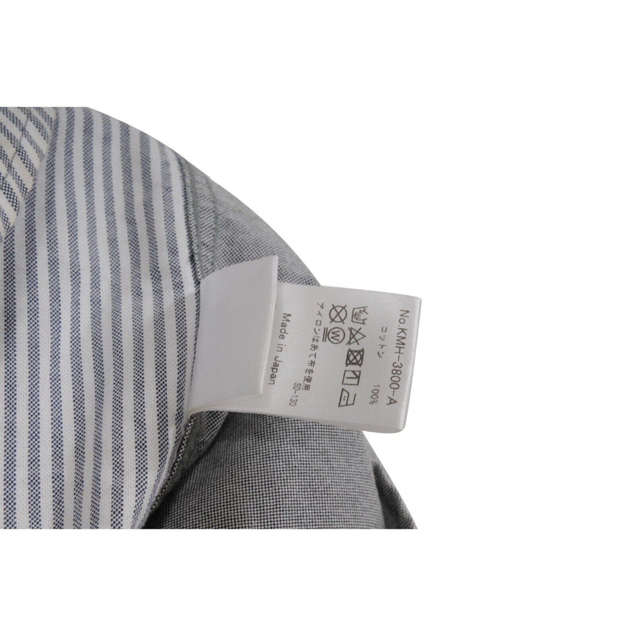 NBA Button Down Blue White Stripe Patchwork Shirt Maison Kitsune 