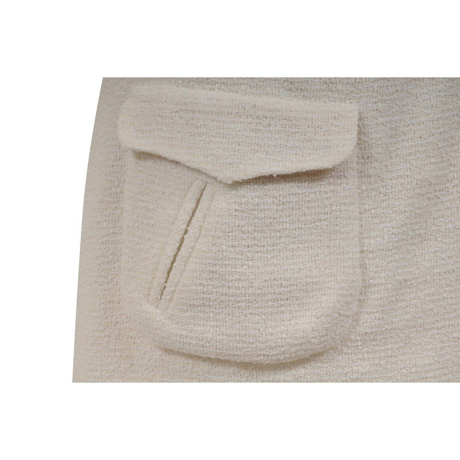 Nude Tan White Cargo Pocket Tweed CC Logo Mini Skirt CHANEL 