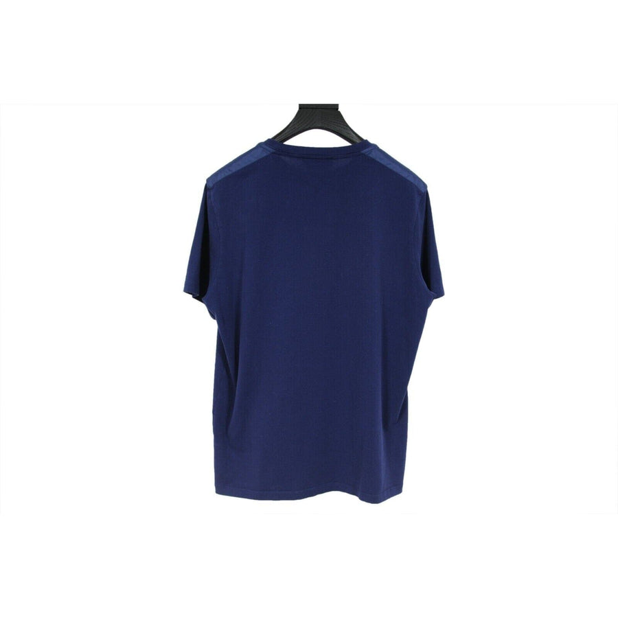 Nylon Pocket Logo T Shirt Navy Blue Cotton Short Sleeve Prada 