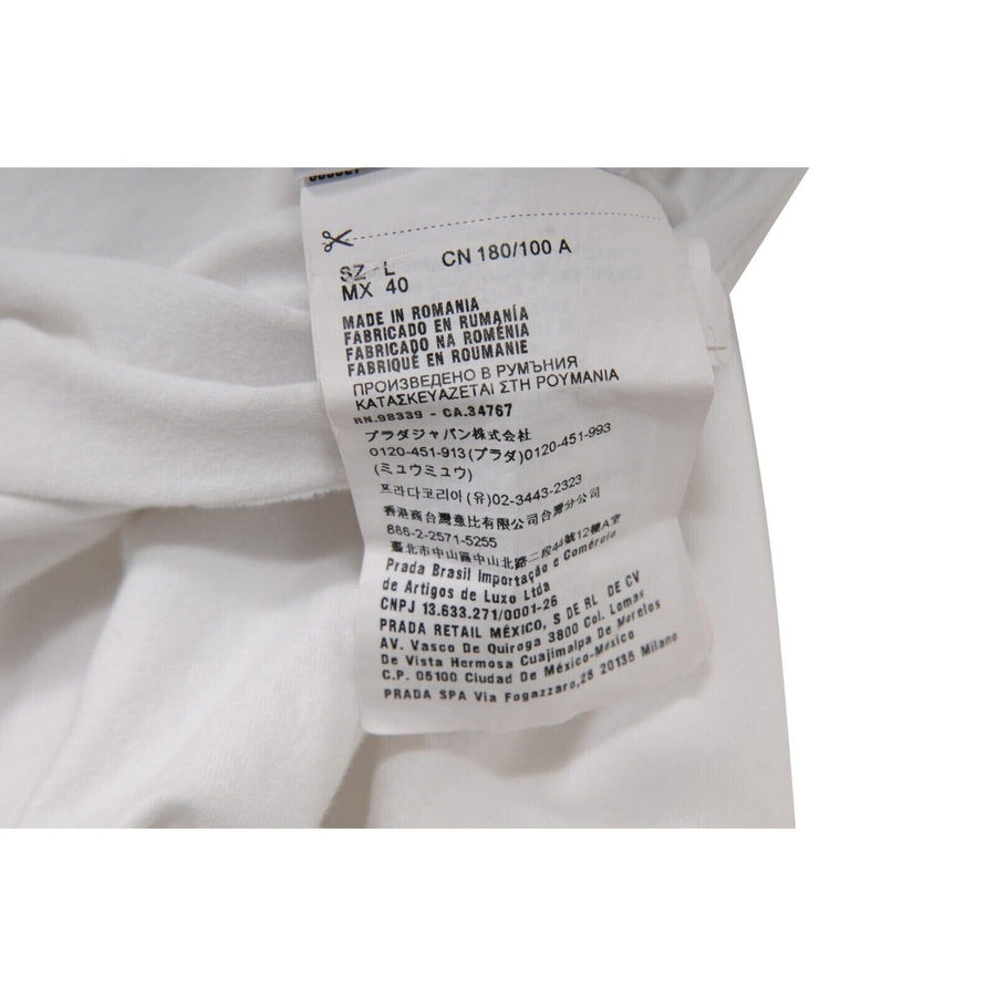 Nylon Pocket Logo T Shirt White Cotton Short Sleeve Prada 