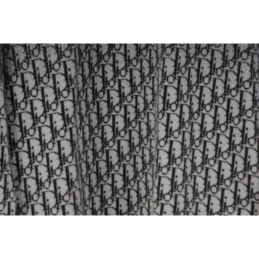 Oblique Logo Mock Neck Sweater Large Gray Black 100% Cashmere Pullover DIOR 