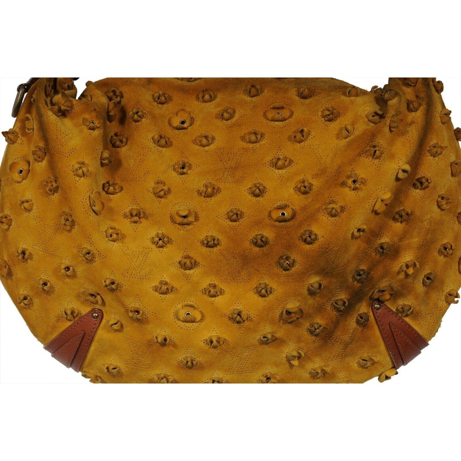 Onatah GM Maize Yellow Suede Mahina Fleurs Lv Logo Shoulder Bag Louis Vuitton 