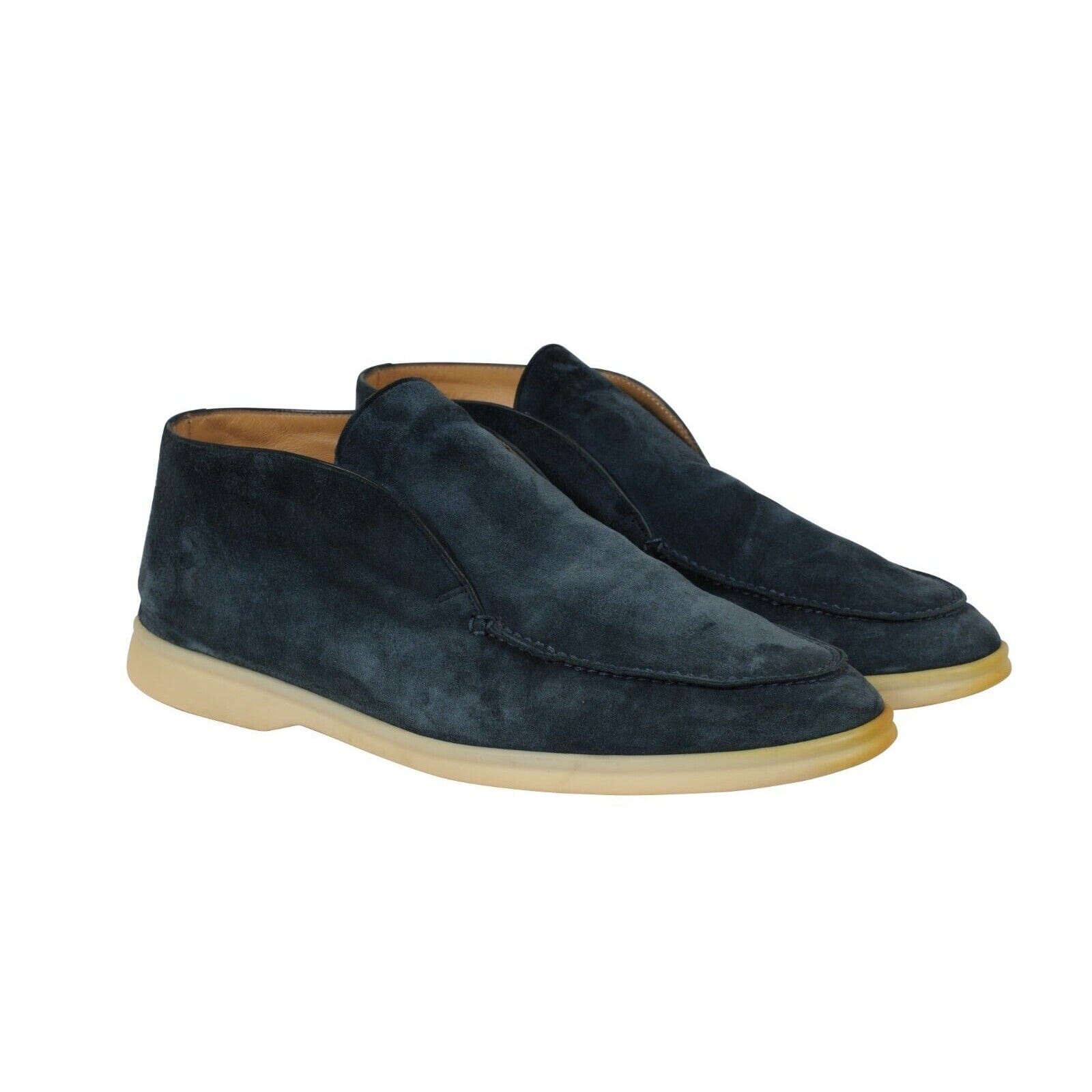 Loro Piana Men Open Walks US 7 40 Blue Suede Slip On Chukkas Ankle