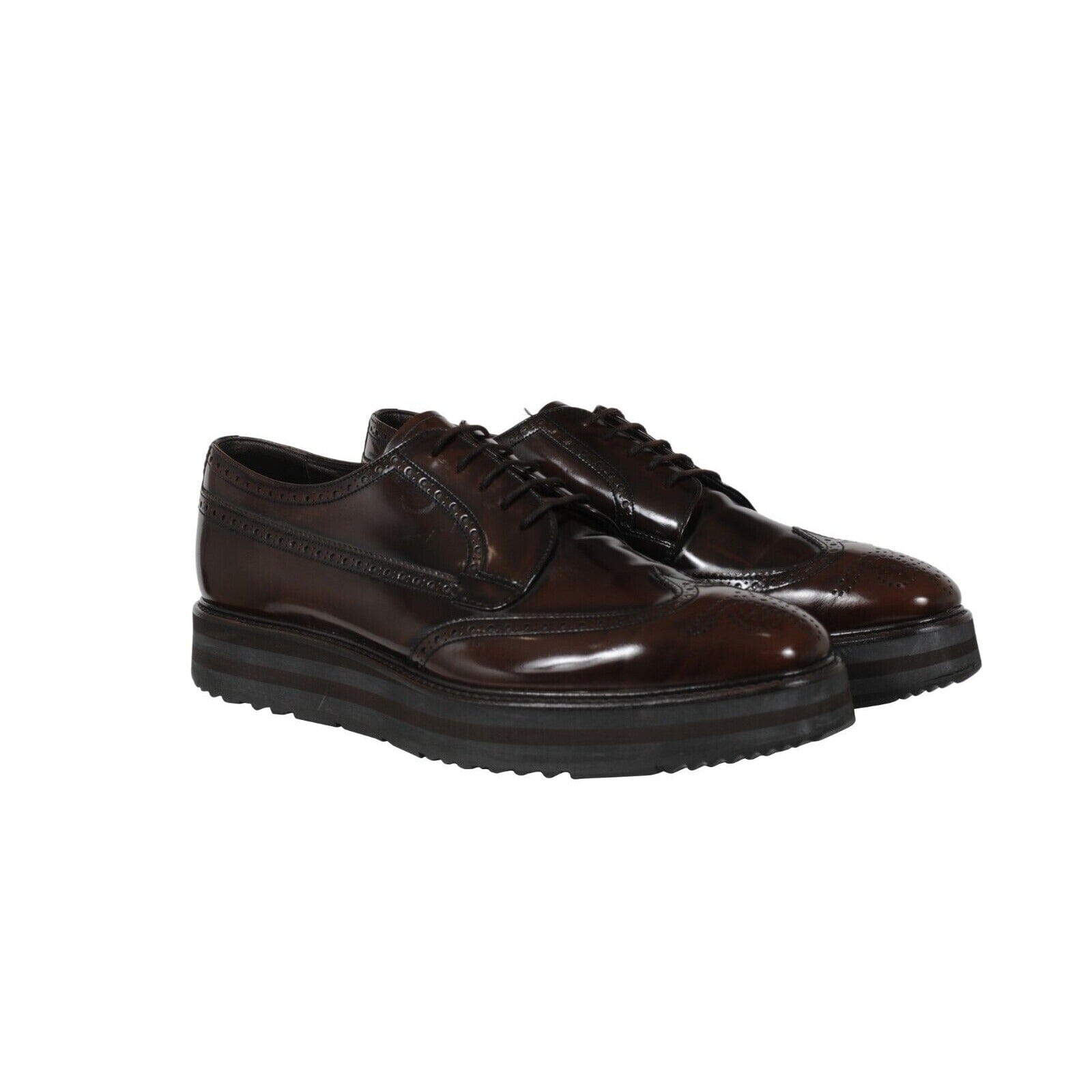 Prada men’s platform wingtips in antiqued brown Prada Spazzolato Re-Edition Platform Wingtip Loafers  main image 3