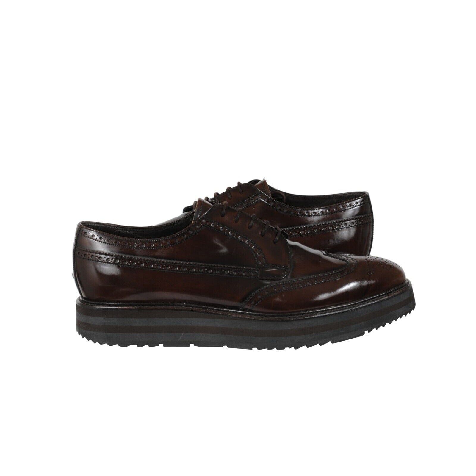 PRADA men’s wingtip oxfords.  Brown size 10.5 Prada Mens Oxford Wingtip Platform Derby US 10.5 UK 9.5  main image 4