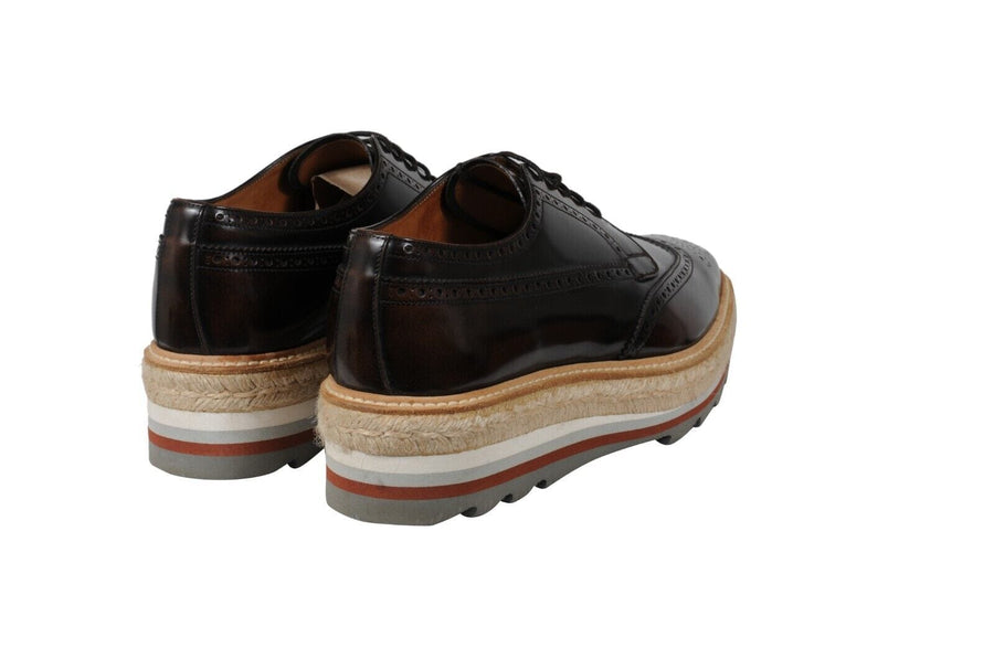 Prada Men Platform Brogue US 9 UK 8 Brown Leather Wingtip  display picture 3