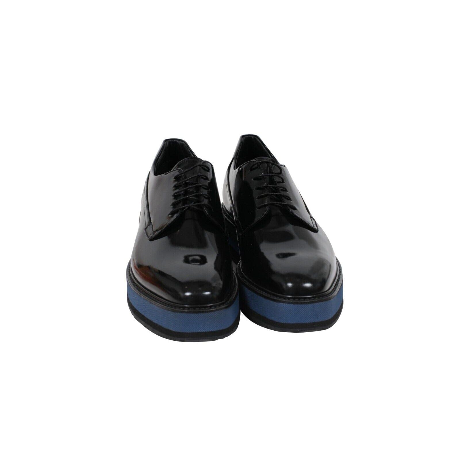 Prada Navy Leather Brogue Platform Derbys Prada Leather Prada Mens Platform Brogues Men Prada Blue  main image 4