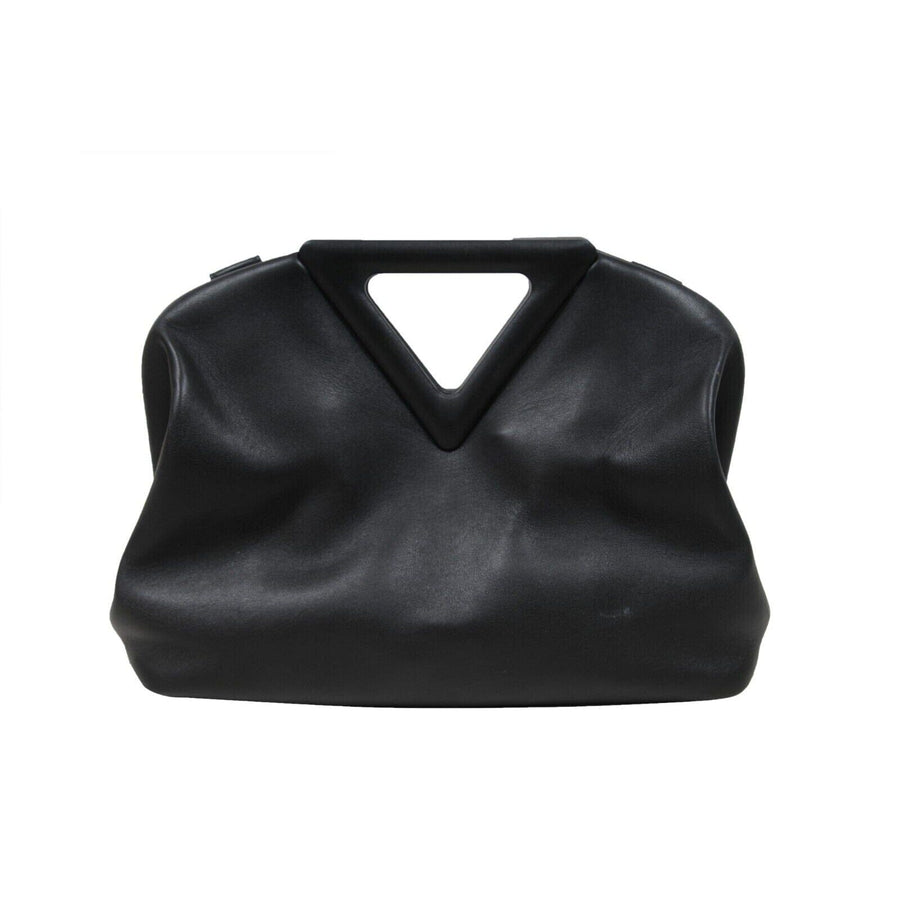 Point Top Handle Bag Black Leather Crossbody Strap Medium Bottega Veneta 