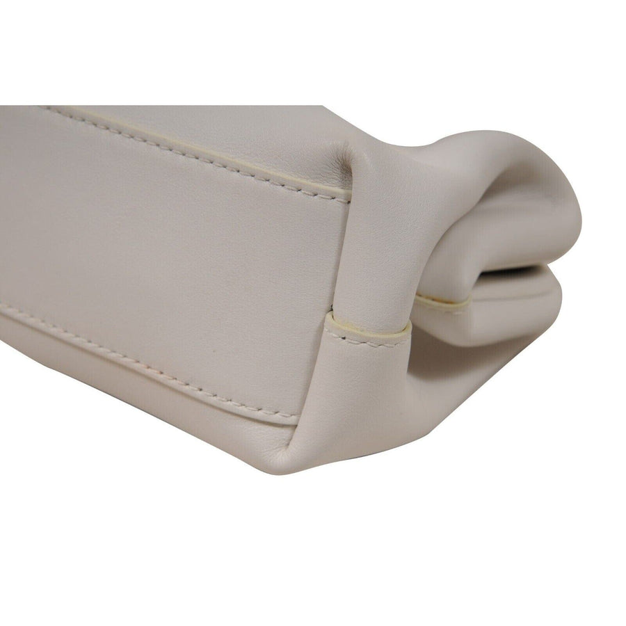 Point Top Handle Bag White Leather Crossbody Strap Small Bottega Veneta 