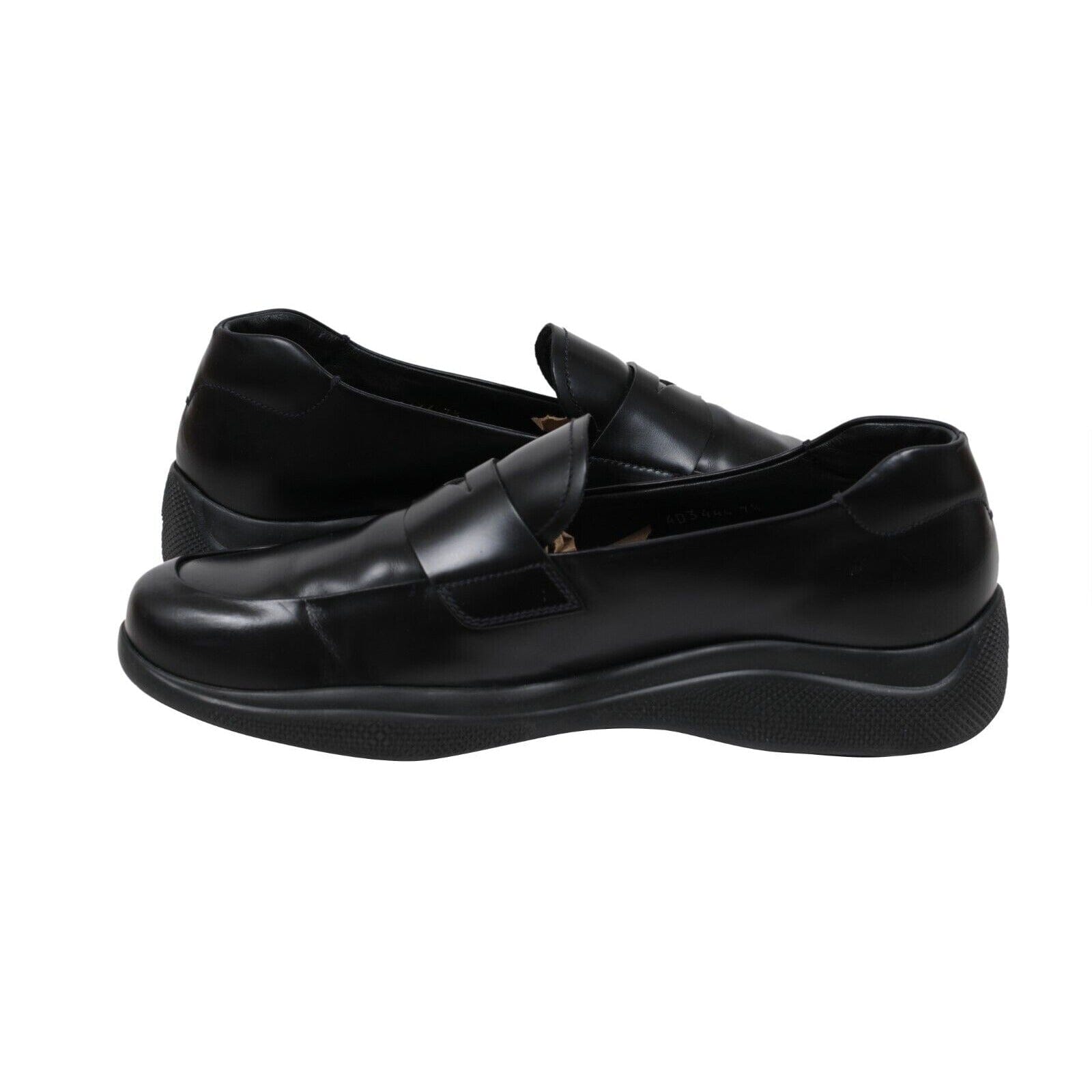 Prada Men Spazzolato Rois Penny Loafers US 8.5 UK 7.5 Black