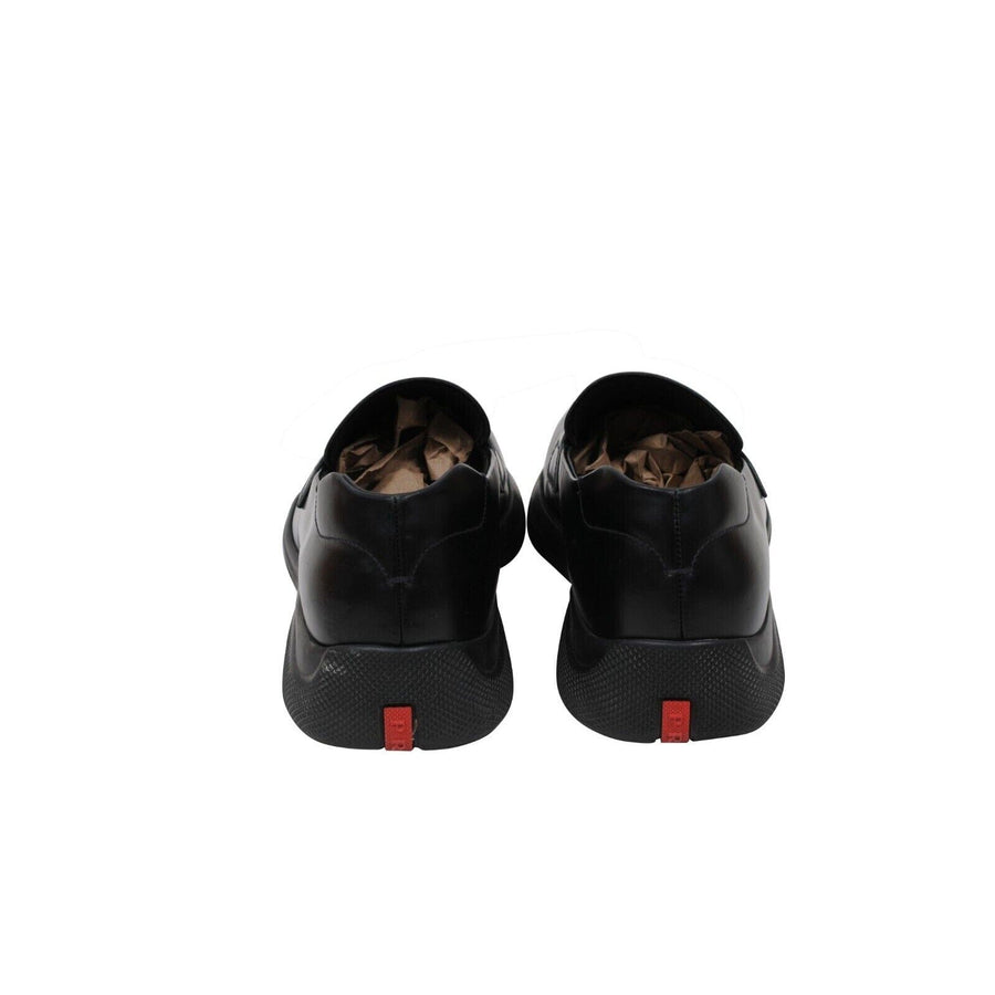 Prada Men Spazzolato Rois Penny Loafers US 8.5 UK 7.5 Black Leather Rubber Sole PRADA 