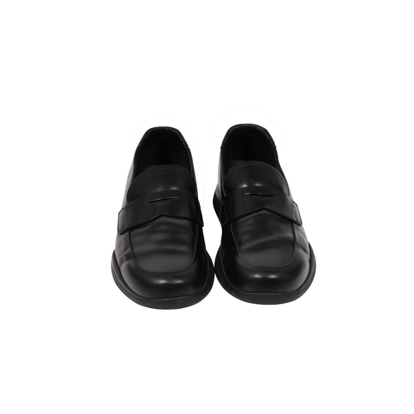 On sale Prada Spell Out Black Penny Loafers Mens 8.5 O561