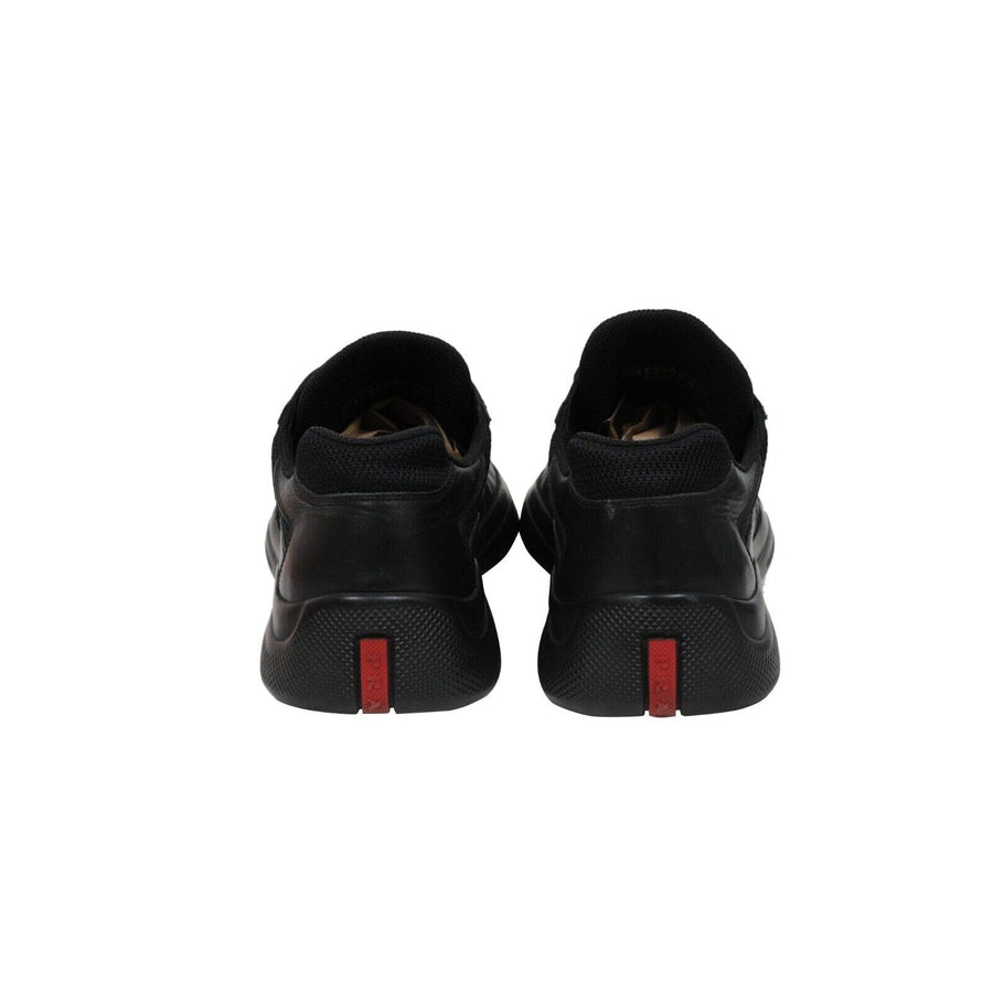 Prada Mens Americas Cup Size US10 UK9 Black Red Leather Sport Low Top Sneaker Prada 