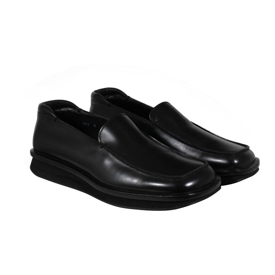 Prada Mens AW99 Vintage Square Toe Loafers US 9 UK 8 Black Leather