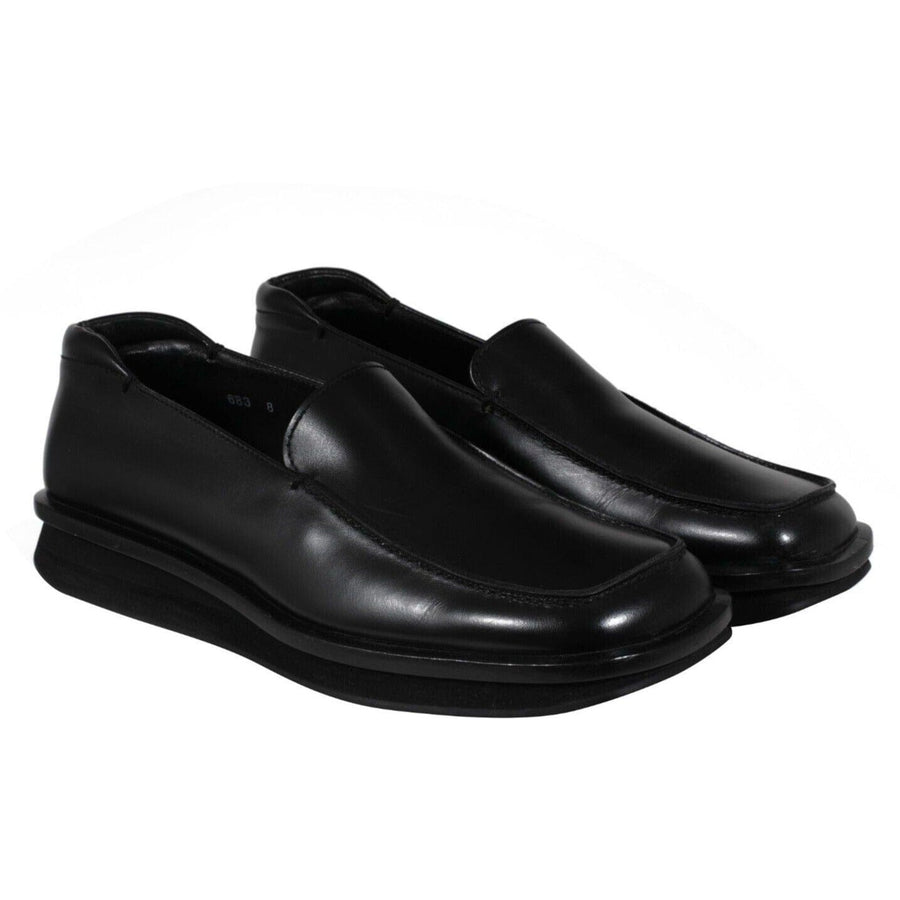 Prada Mens AW99 Vintage Square Toe Loafers US 9 UK 8 Black Leather