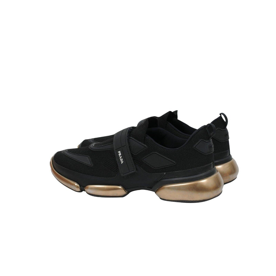 Prada Mens Cloudbust Sneakers Size US 7 UK 6 Black Gold Nylon Strap Trainers Prada 