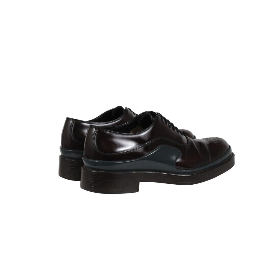 Prada Mens Derbys US 9 UK 8 Burgundy Leather Double Gray Midsole Chunky Oxfords Prada Mens Derbys US 9 UK 8 Burgundy Leather Double Gray  main image 3