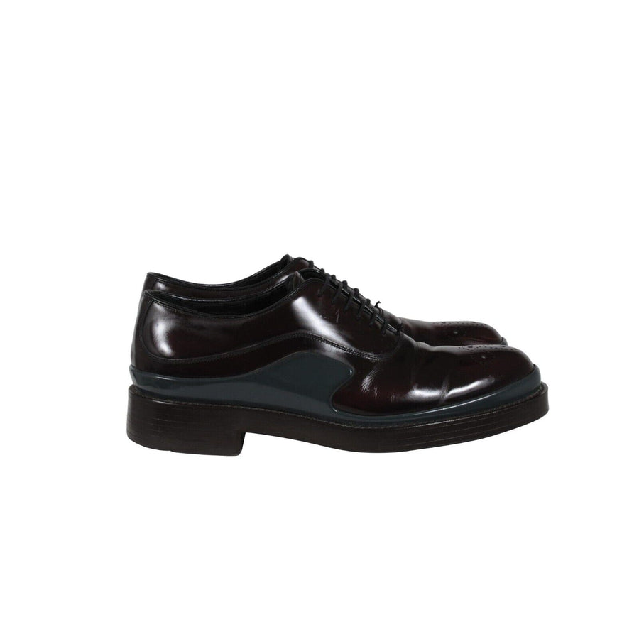 Prada Mens Derbys US 9 UK 8 Burgundy Leather Double Gray Midsole Chunky Oxfords Prada Mens Derbys US 9 UK 8 Burgundy Leather Double Gray  main image 4