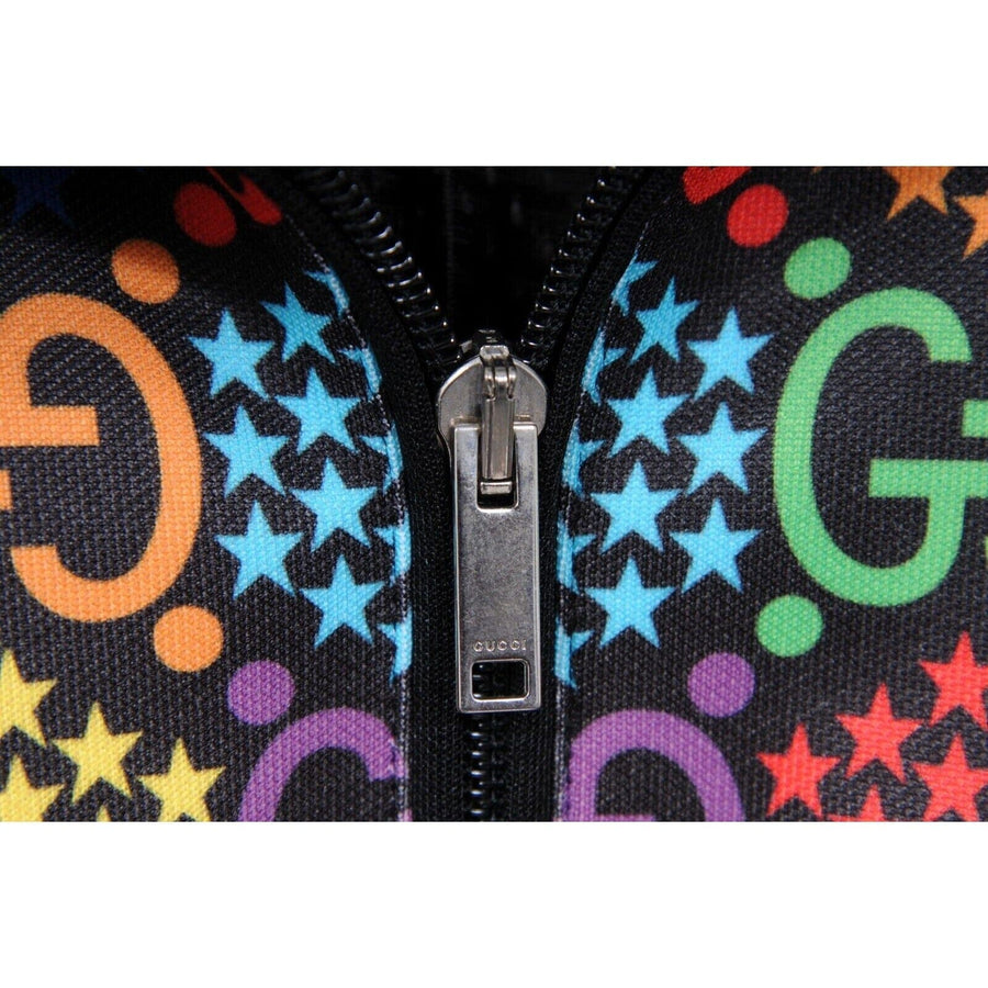 Gucci Men Psychedelic GG Logo Print Hoodie Medium Black Rainbow