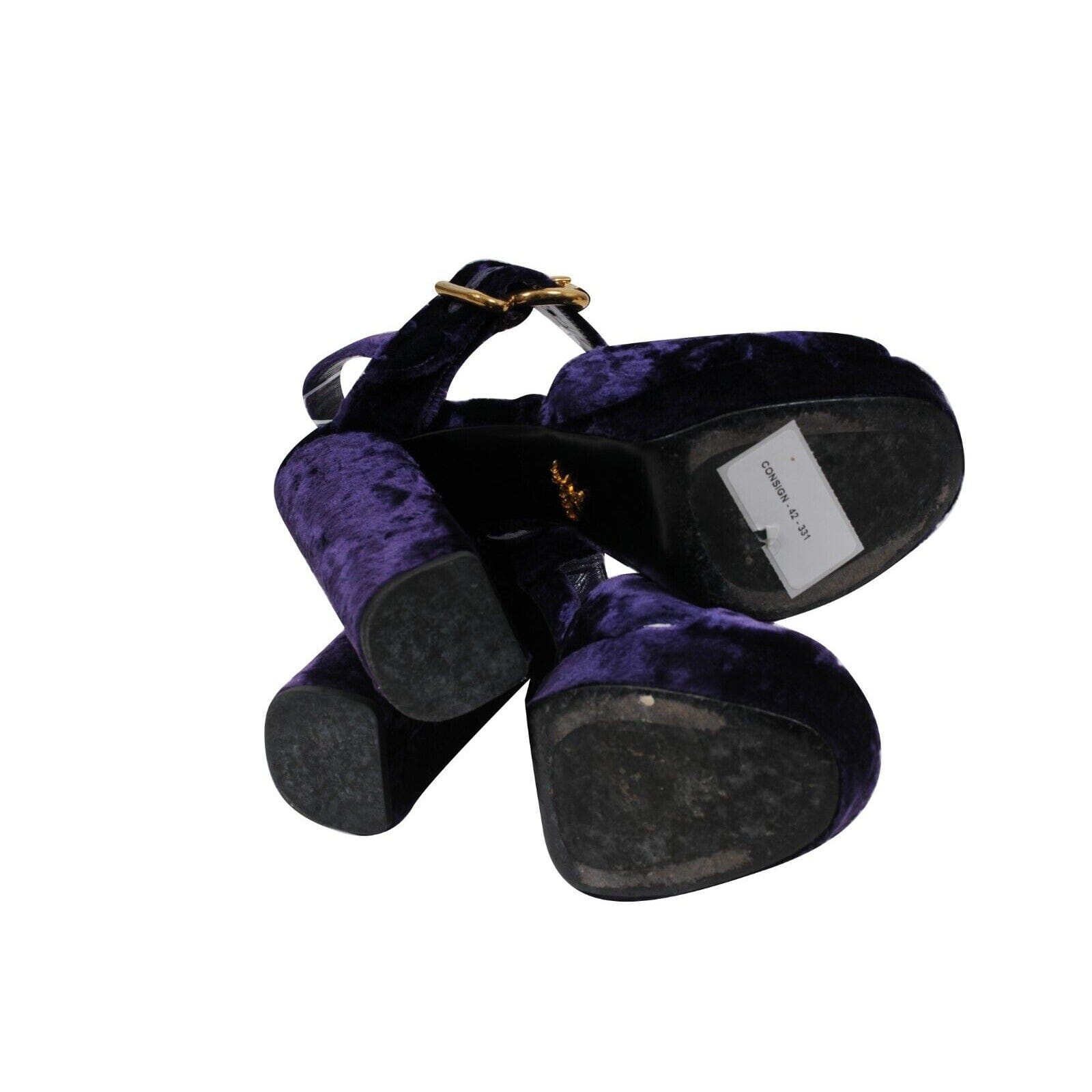 Prada Purple Crushed Velvet Platform Sandals 130mm Heels EU39 US9