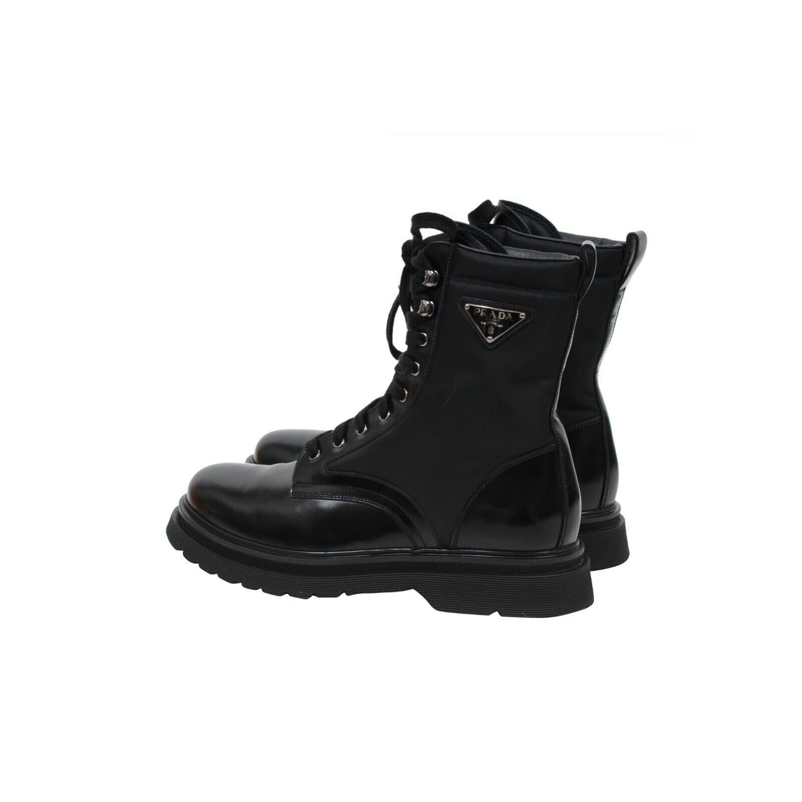 Prada Men Combat Boots US10 UK9 Black Leather Nylon Chunky Sport Rubber Sole Prada Men main image 2