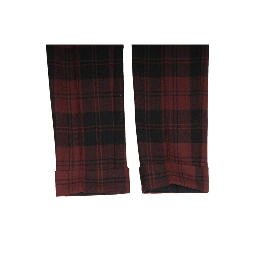 Red Black Wool Plaid Dress Pants Trousers VALENTINO 