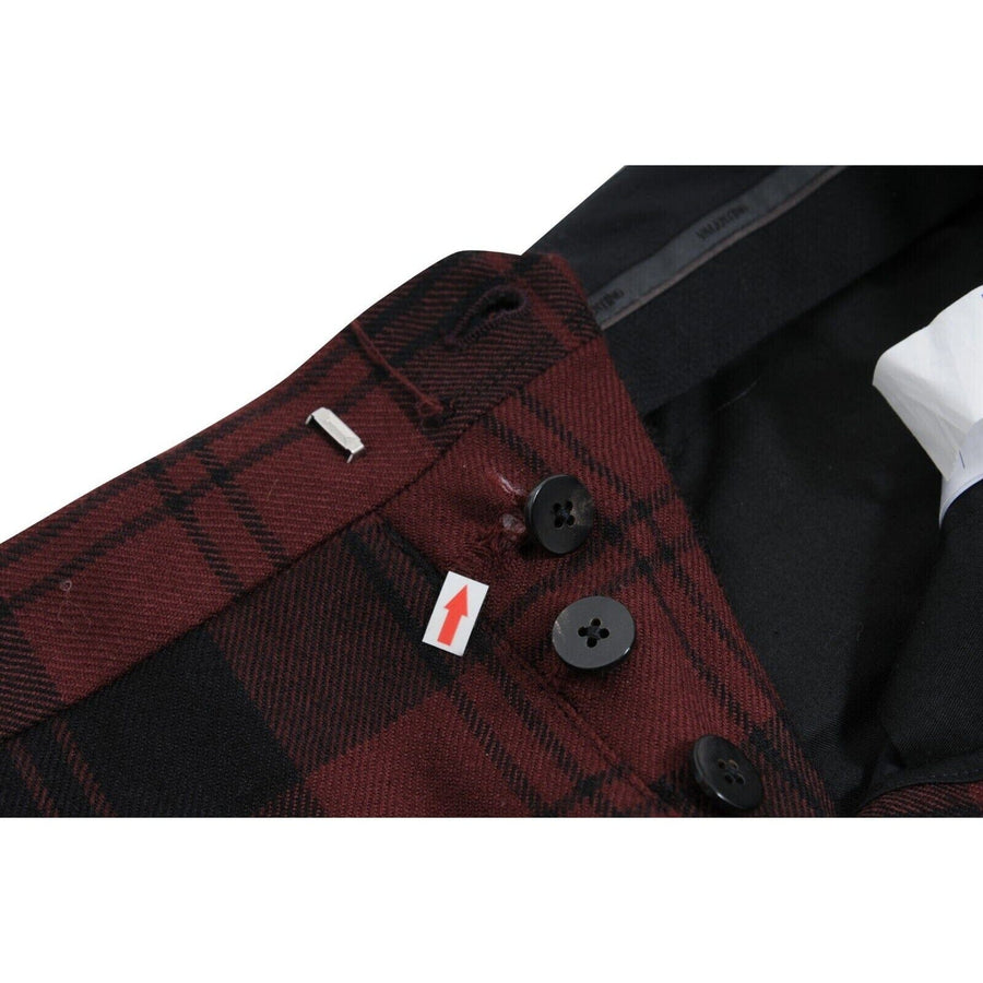 Red Black Wool Plaid Dress Pants Trousers VALENTINO 