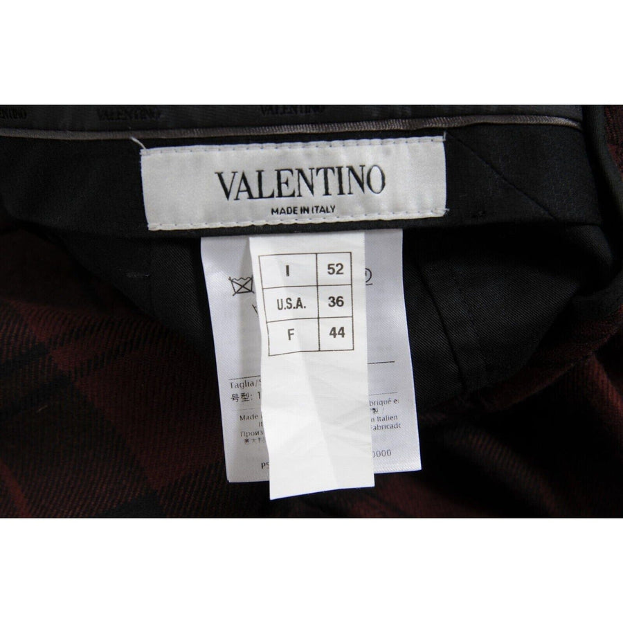Red Black Wool Plaid Dress Pants Trousers VALENTINO 