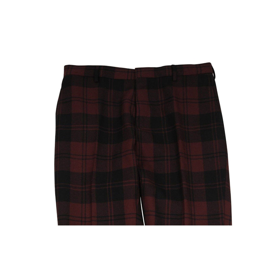 Red Black Wool Plaid Dress Pants Trousers VALENTINO 