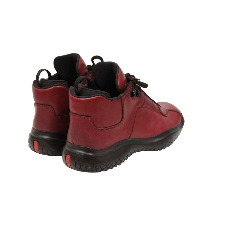 Red Leather AW99 Square Toe Hiking Boot Prada 