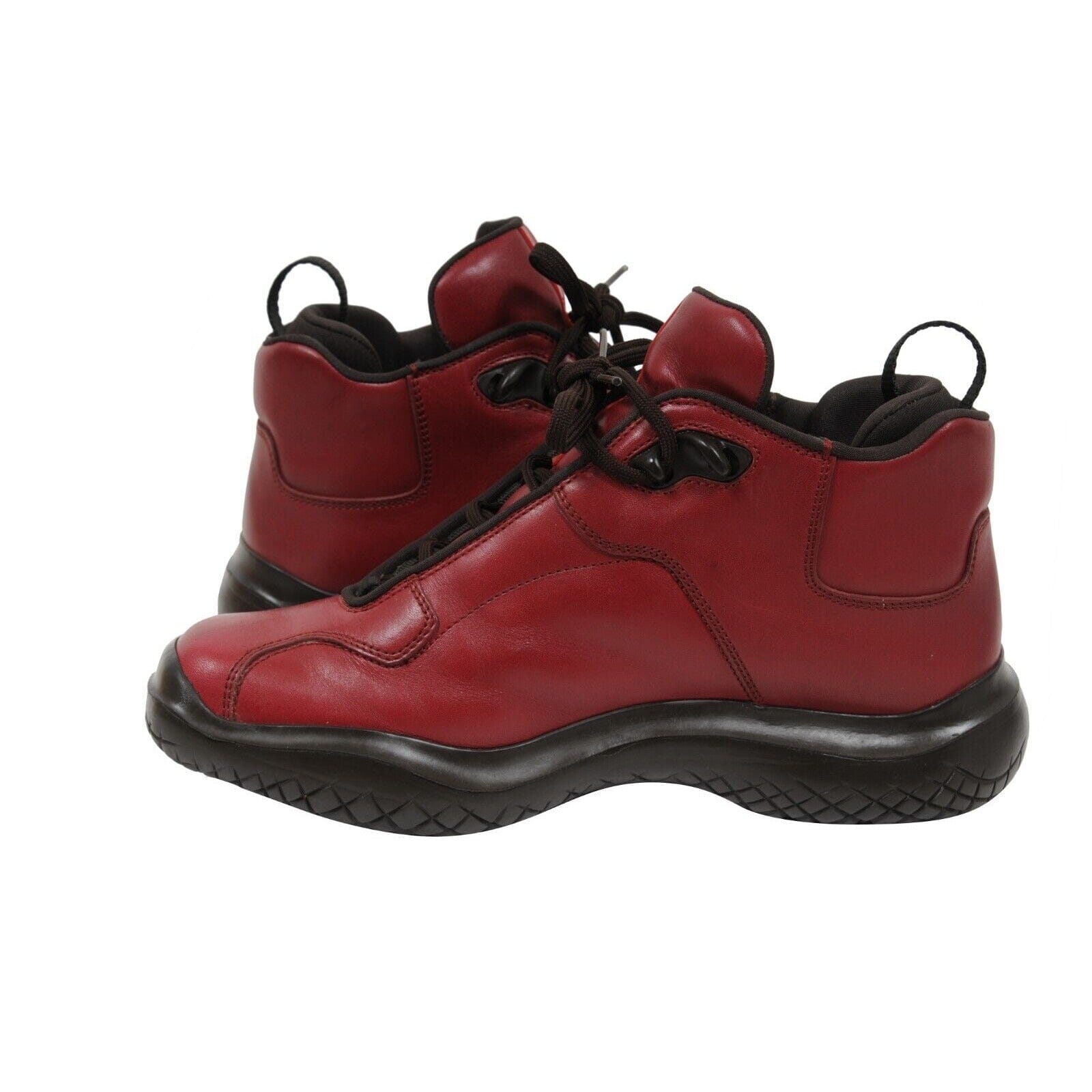 Prada AW99 Square Toe Hiking Boot Bred Leather Combat Winter Shoe