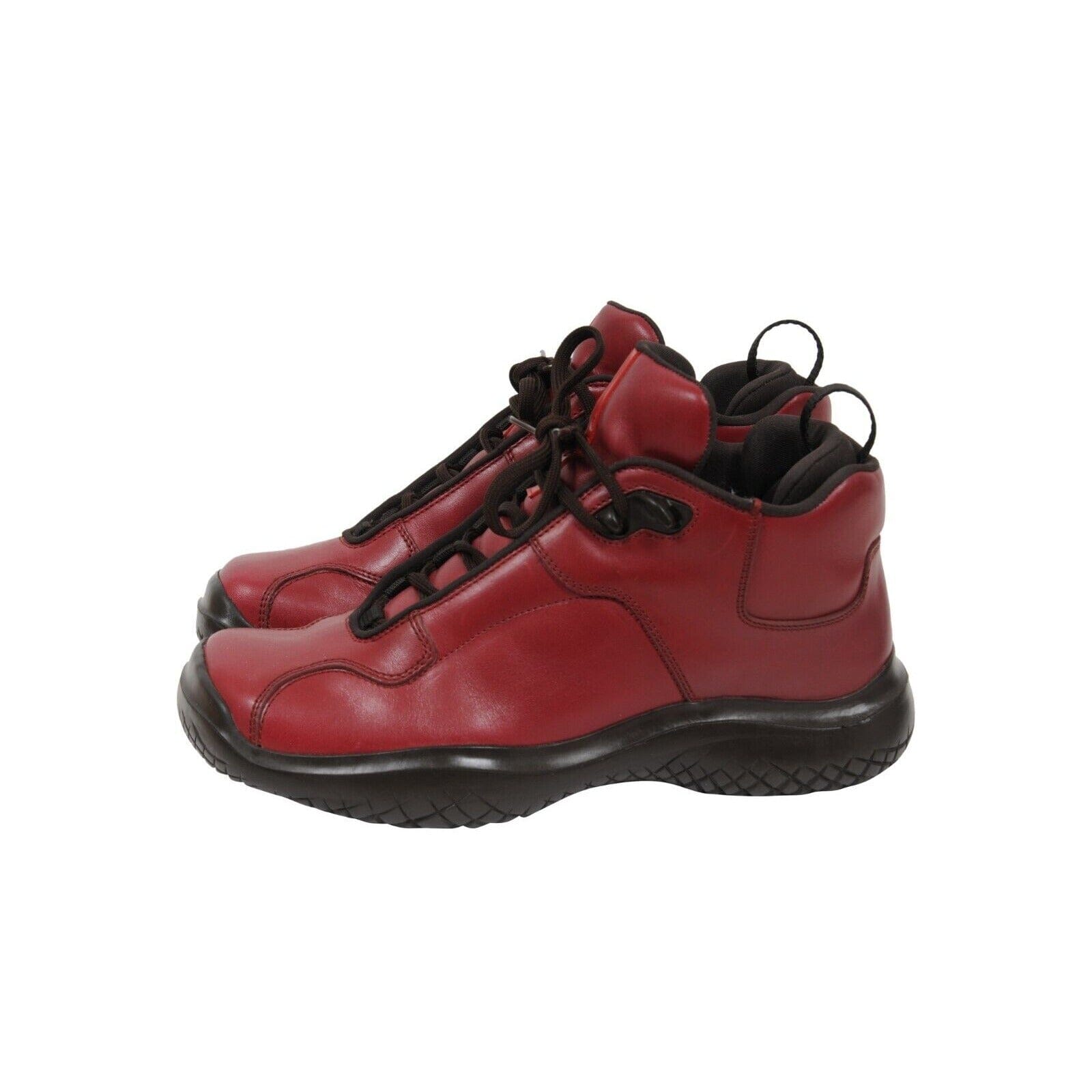 Prada AW99 Square Toe Hiking Boot Bred Leather Combat Winter Shoe