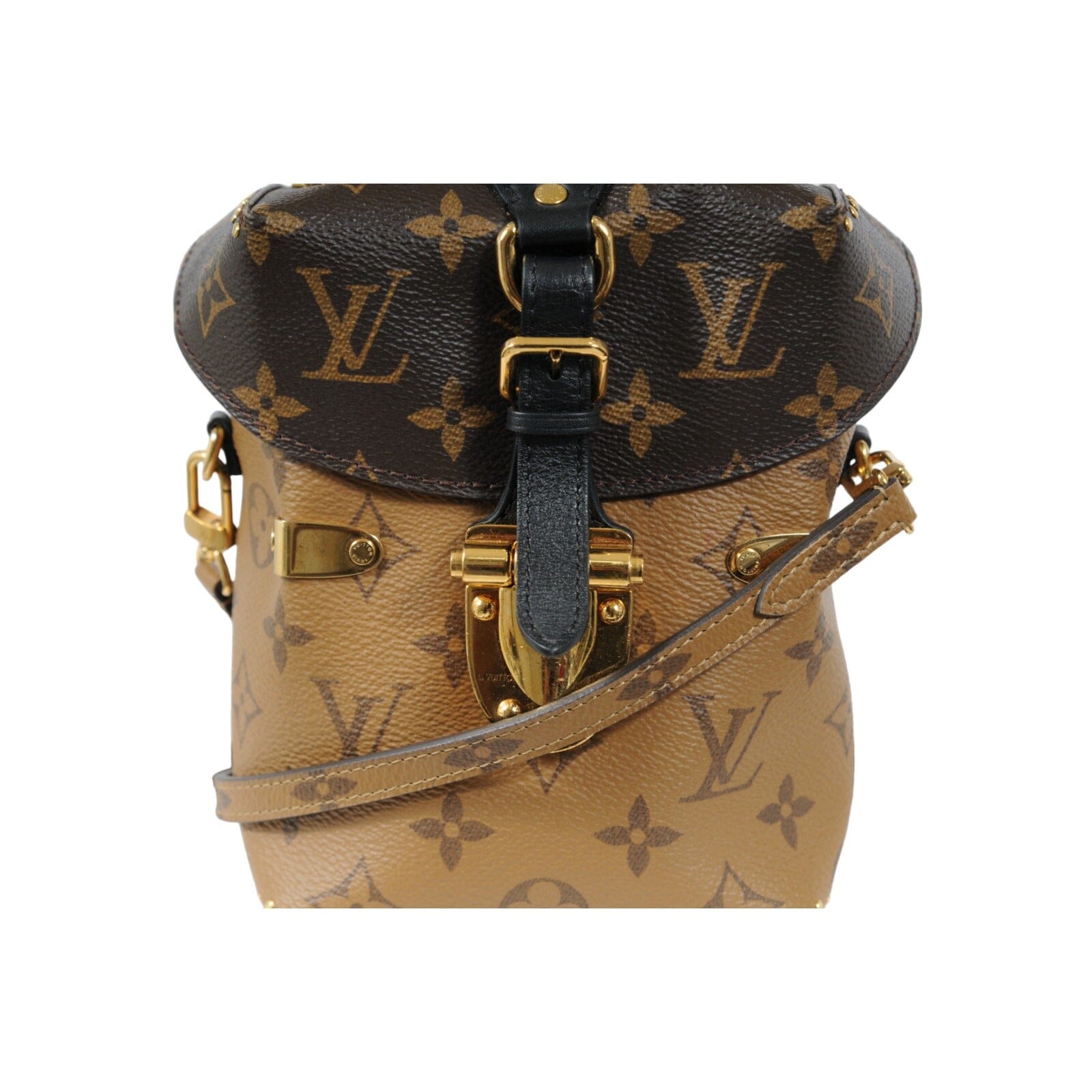 Louis Vuitton Reverse LV Logo Monogram Camera Box Brown Tan