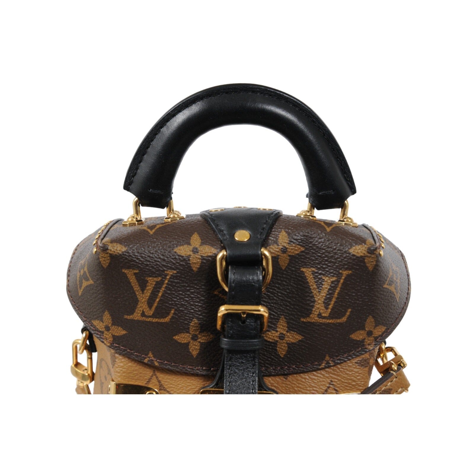 Louis Vuitton Reverse LV Logo Monogram Camera Box Brown Tan